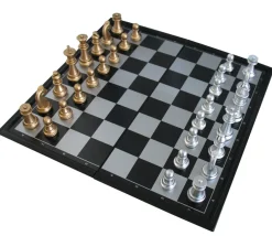 Tout Pour le Jeu Coffret petit jeu Echecs magnétiques de voyage 25 cm or-argent