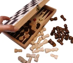 Tout Pour le Jeu Coffret pliant échec / backgammon bois 29 cm