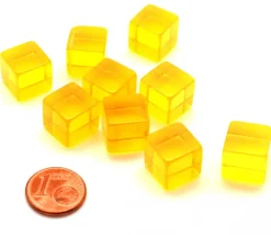 Tout Pour le Jeu Cube 12 mm jaune plastique translucide coloré