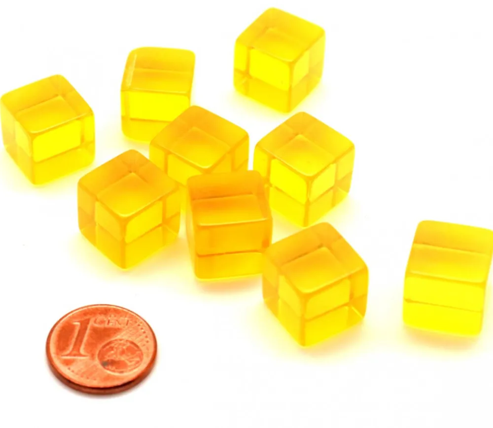 Tout Pour le Jeu Cube 12 mm jaune plastique translucide coloré