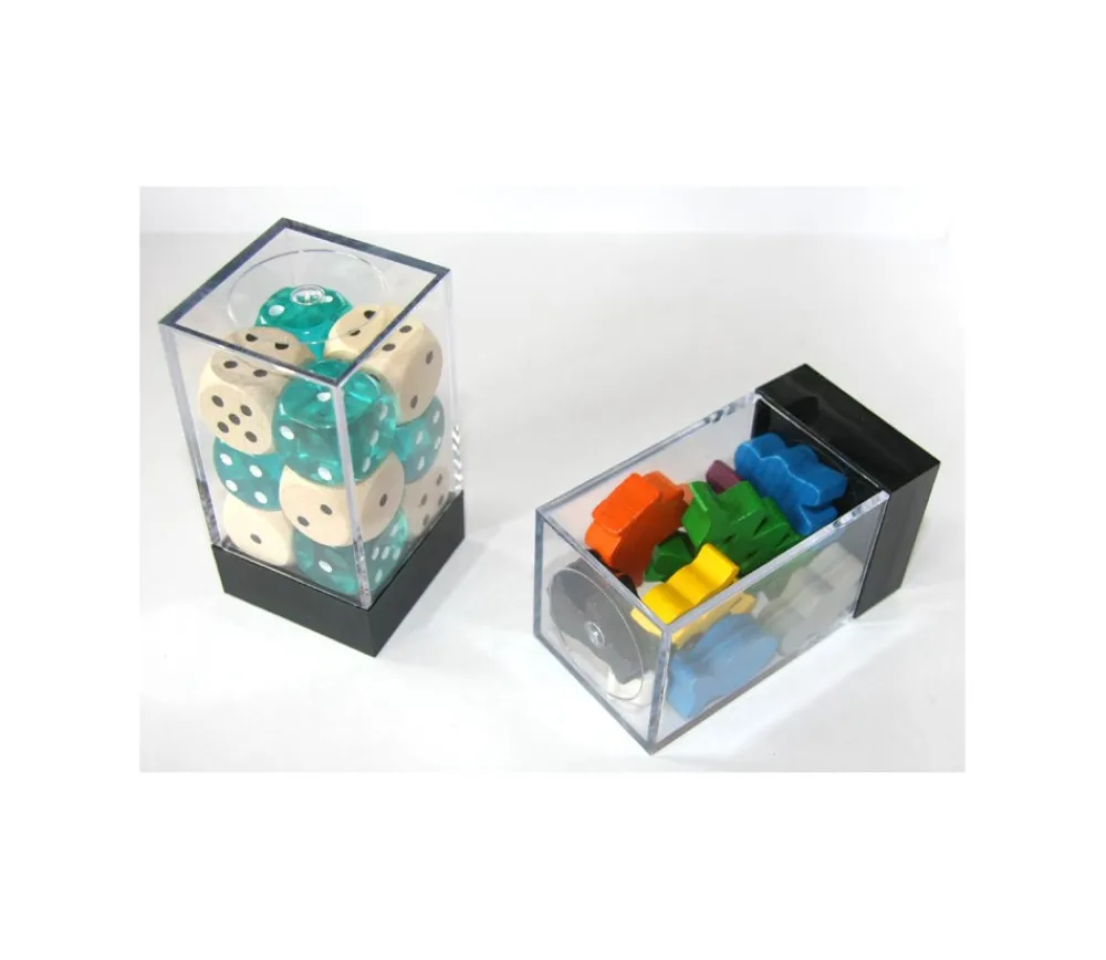 Tout Pour le Jeu Cube M rangement figurine - Mini boite transparente base noire 7.2 cm
