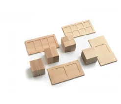 Tout Pour le Jeu Cubes décomposition : 15 blocs + 4 puzzles bois naturel