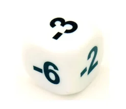 Tout Pour le Jeu Dé -1 -2 -3 -4 -5 -6 chiffres négatifs en 16 mm BLANC