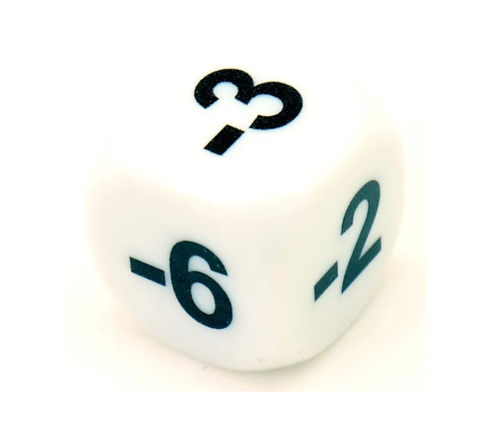 Tout Pour le Jeu Dé -1 -2 -3 -4 -5 -6 chiffres négatifs en 16 mm BLANC