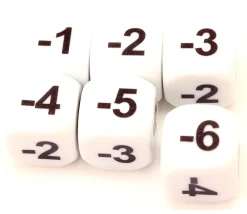 Tout Pour le Jeu Dé -1 -2 -3 -4 -5 -6 chiffres négatifs en 16 mm BLANC
