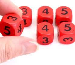 Tout Pour le Jeu Dé 3 3 4 4 5 5 en bois de 16 mm rouge