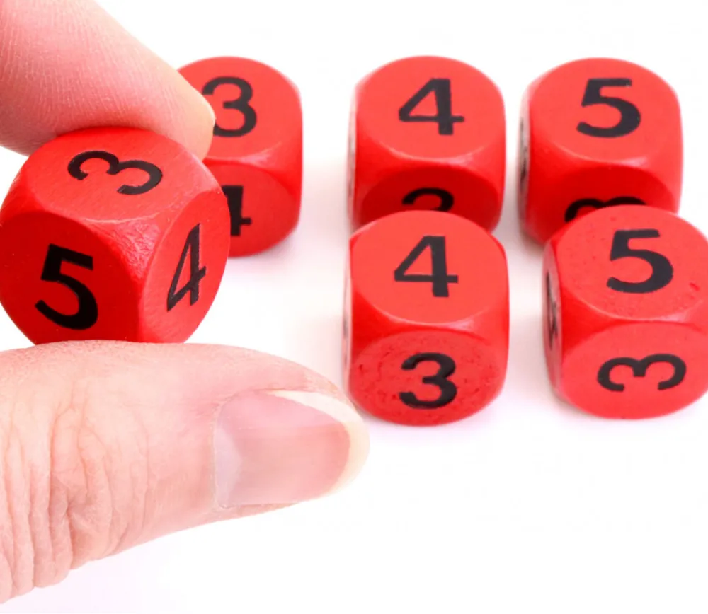 Tout Pour le Jeu Dé 3 3 4 4 5 5 en bois de 16 mm rouge