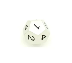 Tout Pour le Jeu D4 - Dé 12 faces en métal argenté 1 à 4 chiffres noirs 20 mm