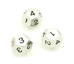 Tout Pour le Jeu D4 - Dé 12 faces en métal argenté 1 à 4 chiffres noirs 20 mm