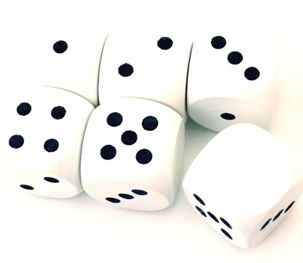 Tout Pour le Jeu Dé 12345 et 1 face neutre en bois 20 mm blanc
