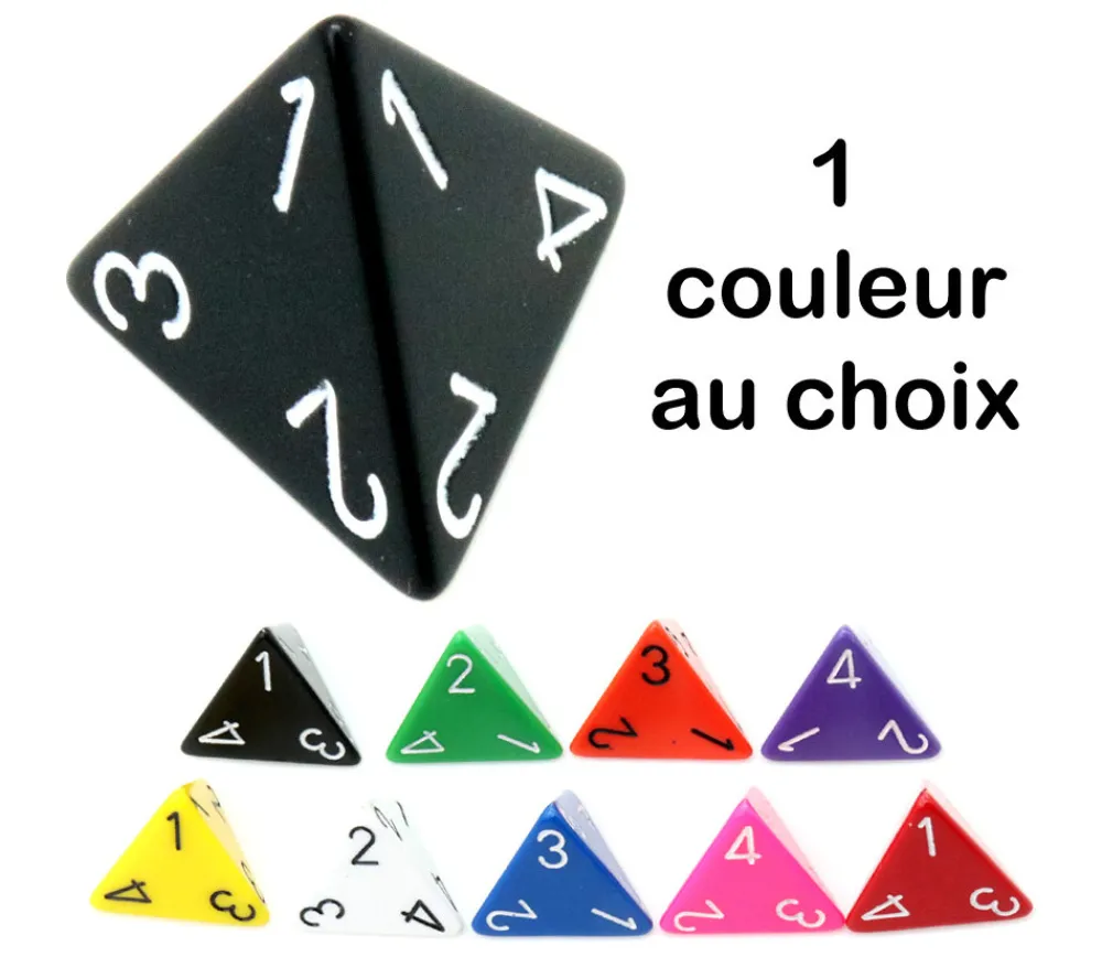 Tout Pour le Jeu Dé 4 faces 1 à 4 opaques d4 pour jeux à l'unité