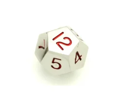 Tout Pour le Jeu Dé 12 faces en métal argenté 1 à 12 chiffres rouges 20 mm