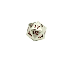 Tout Pour le Jeu Dé 20 faces en métal argenté chiffres rouges 20 mm