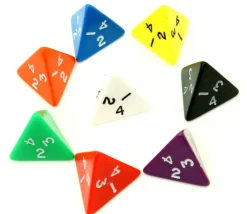 Tout Pour le Jeu Dé 4 faces pyramide 1 à 4 opaque à l'unité (couleur mise au hasard)
