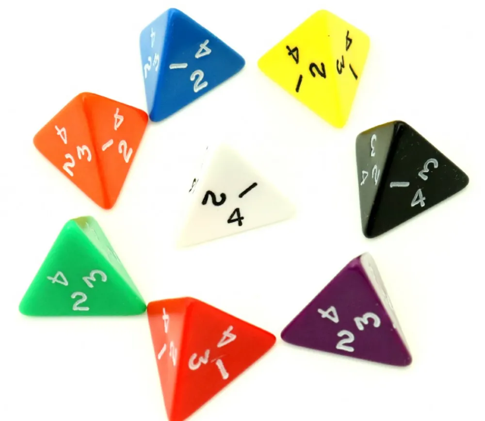 Tout Pour le Jeu Dé 4 faces pyramide 1 à 4 opaque à l'unité (couleur mise au hasard)