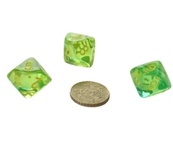 Tout Pour le Jeu Dé 10 faces translucide vert chiffres jaunes