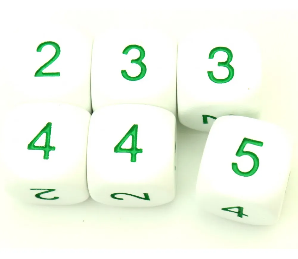 Tout Pour le Jeu Dé à jouer 2 3 3 4 4 5 moyenne de 16 mm BLANC