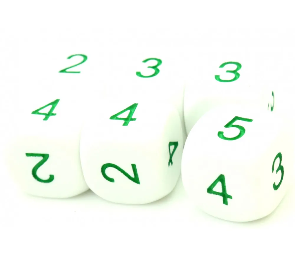 Tout Pour le Jeu Dé à jouer 2 3 3 4 4 5 moyenne de 16 mm BLANC