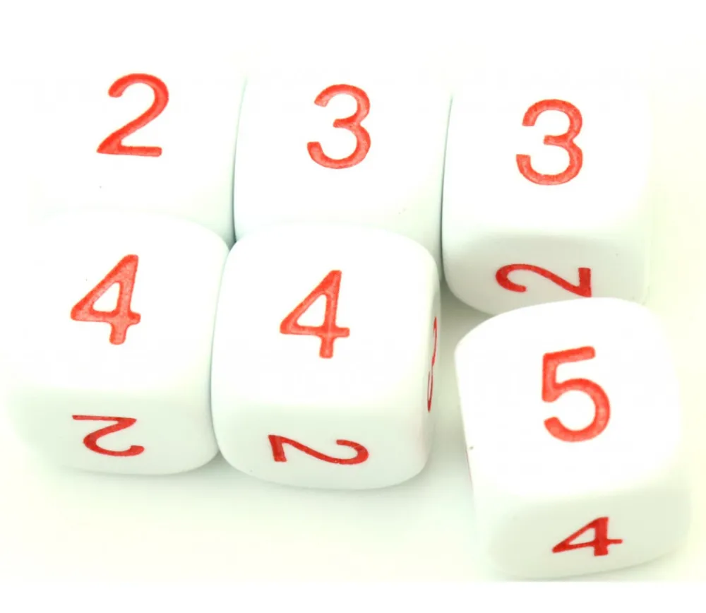 Tout Pour le Jeu Dé à jouer 2 3 3 4 4 5 moyenne de 16 mm BLANC