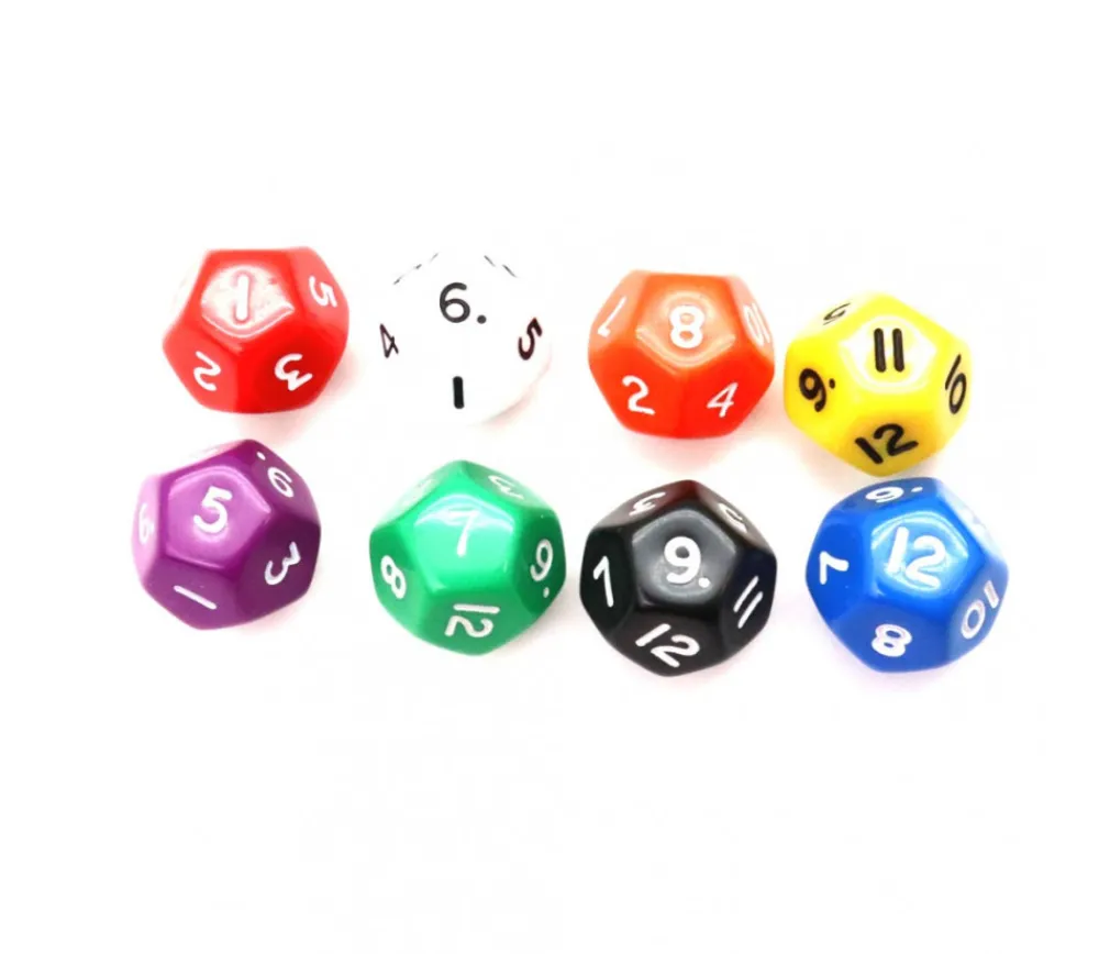 Tout Pour le Jeu Dé à jouer 12 faces opaques dodécaèdre à l'unité (couleur mise au hasard)