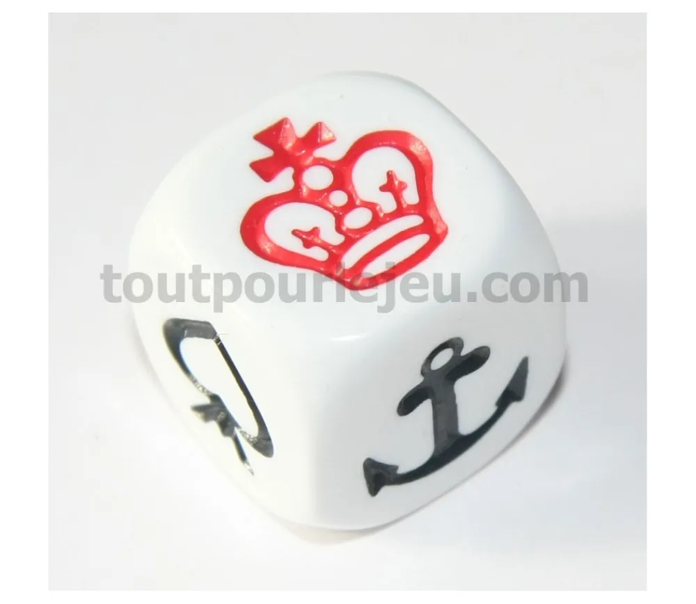 Tout Pour le Jeu Dé à jouer Belote ancre couronne 16 mm avec atout coeur, pique, carreau et trèfle
