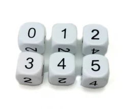 Tout Pour le Jeu Dé à jouer chiffres 0 1 2 3 4 5 de 16 mm BLANC
