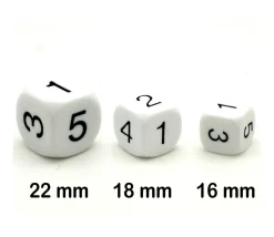 Tout Pour le Jeu Dé à jouer chiffres 123456 en 22 mm de côté BLANC
