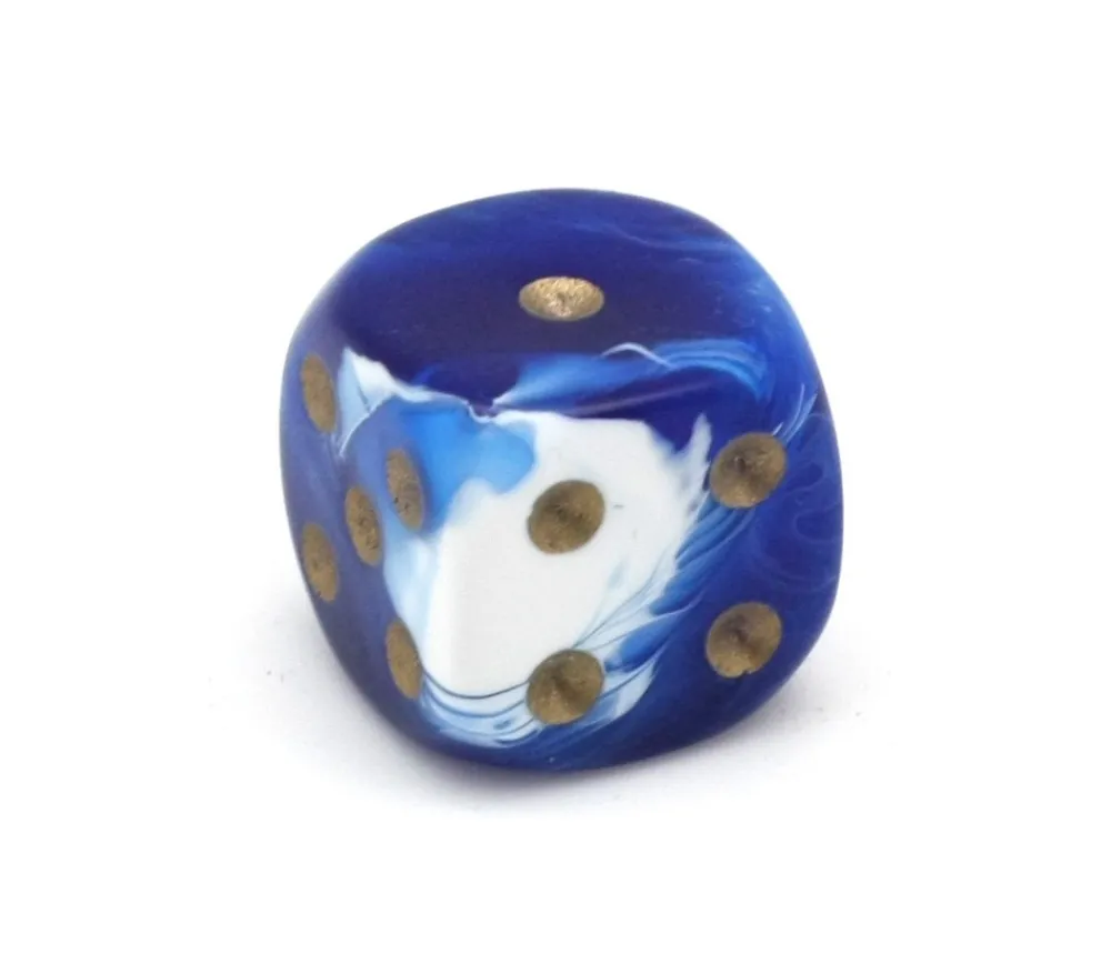 Tout Pour le Jeu Dé à jouer marbré bleu/blanc 16 mm