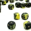 Tout Pour le Jeu Dé à jouer marbré jaune/noir 16 mm