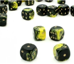 Tout Pour le Jeu Dé à jouer marbré jaune/noir 16 mm