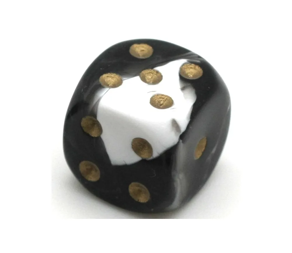 Tout Pour le Jeu Dé à jouer marbré noir/blanc 16 mm