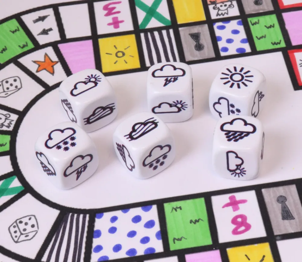Tout Pour le Jeu Dé à jouer météo 18 mm avec nuages et soleil