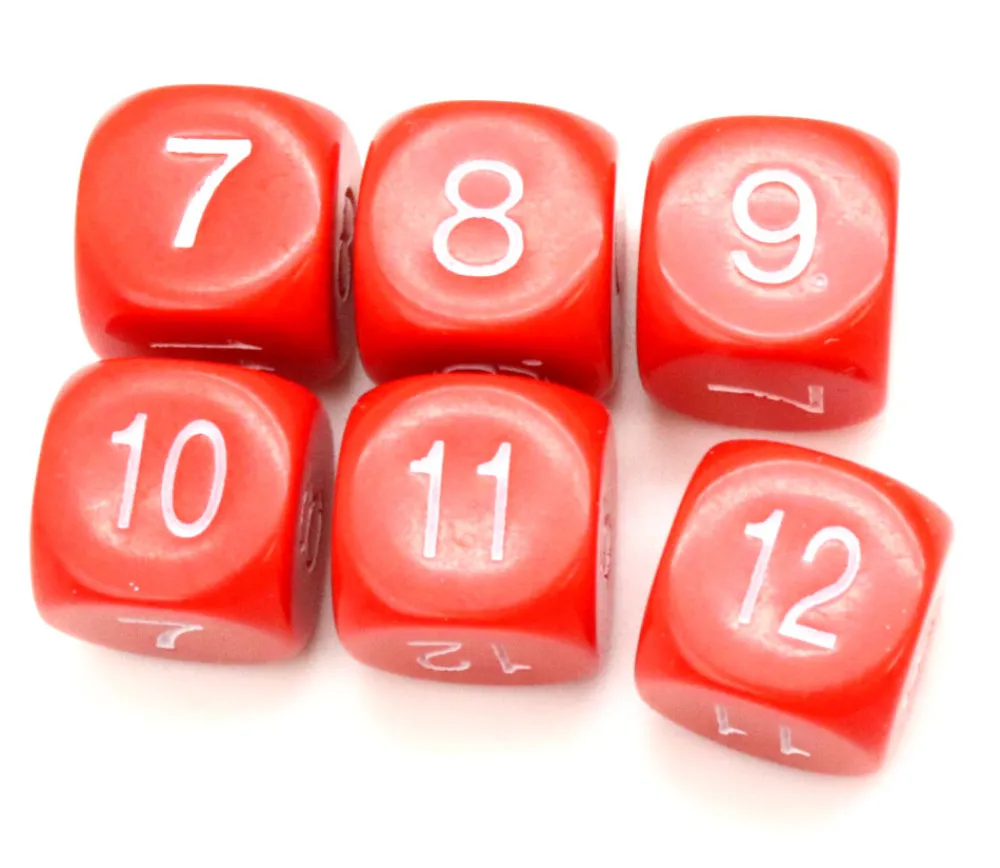 Tout Pour le Jeu Dé à jouer ROUGE 16 mm chiffres 7 à 12