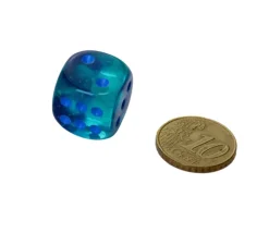 Tout Pour le Jeu Dé à jouer translucide bleu-vert points bleus 16 mm