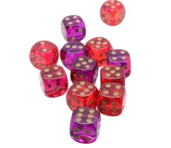 Tout Pour le Jeu Dé à jouer translucide rouge-violet points dorés 16 mm