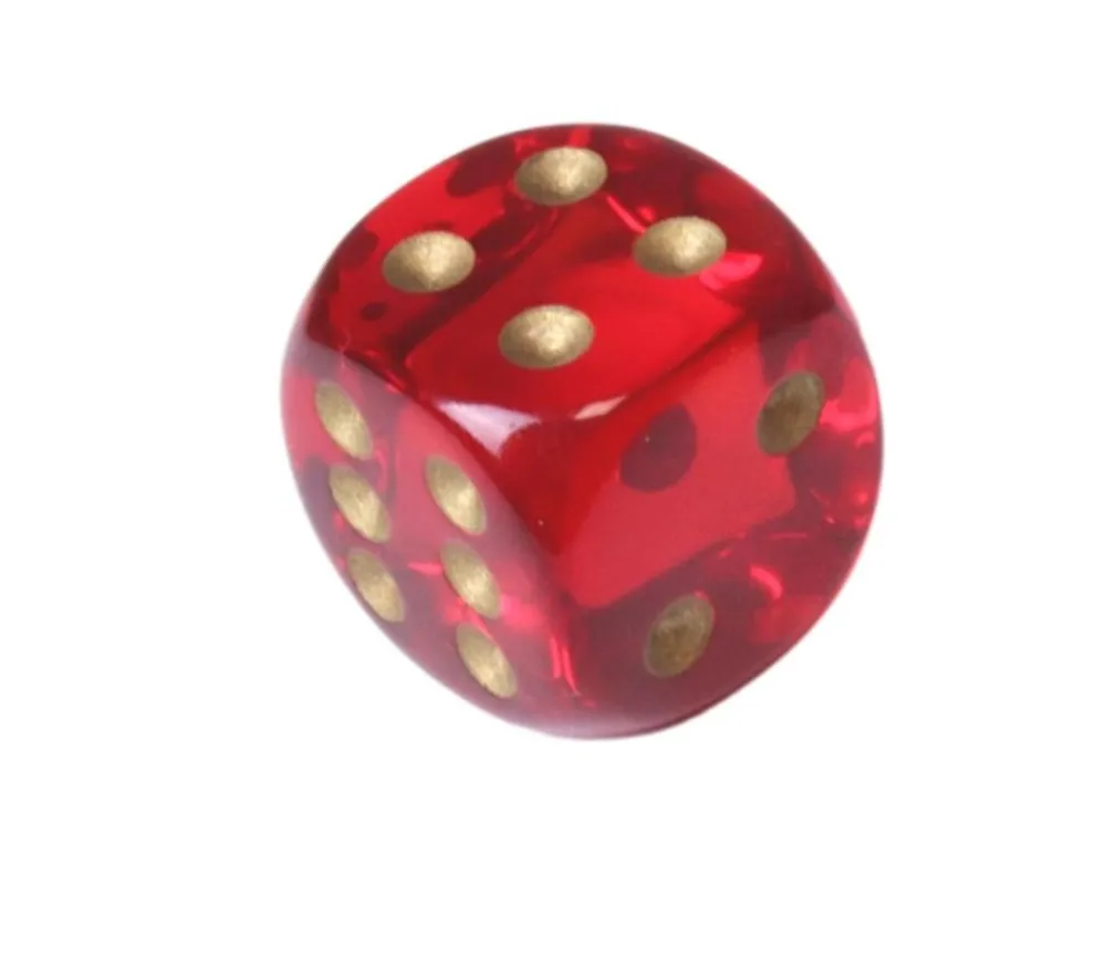 Tout Pour le Jeu Dé à jouer translucide rouge doré 16 mm