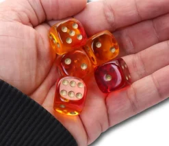 Tout Pour le Jeu Dé à jouer translucide rouge doré 16 mm