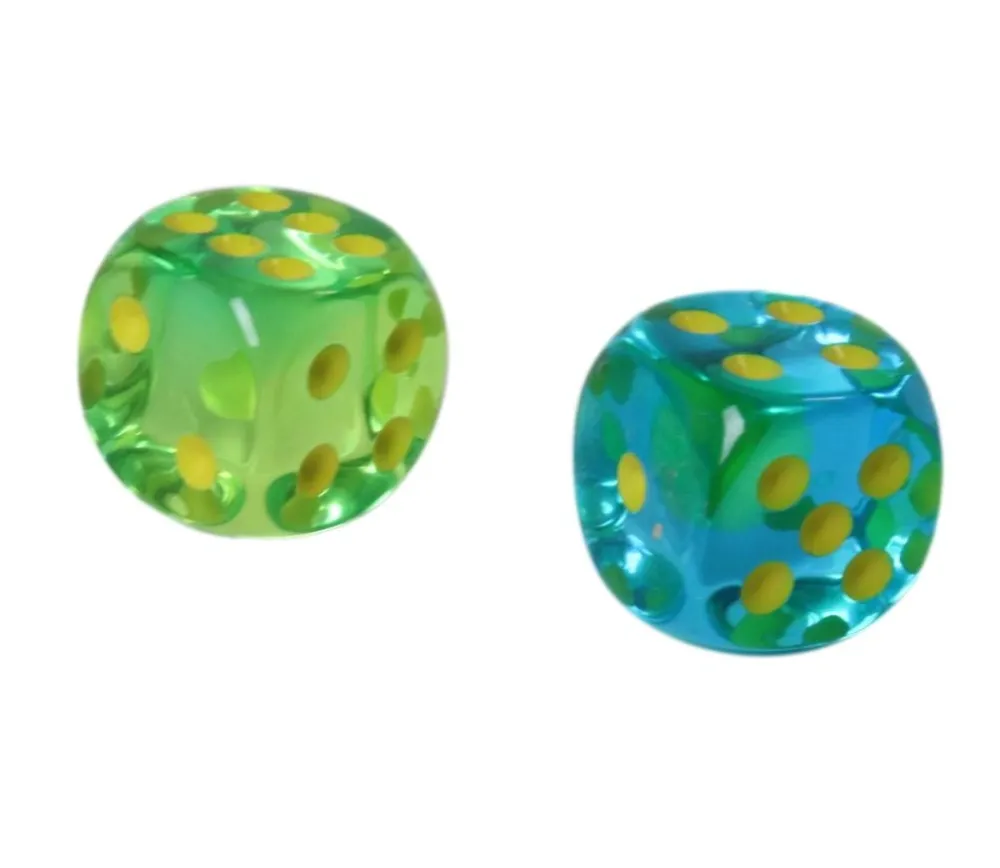 Tout Pour le Jeu Dé à jouer translucide vert/bleu 16 mm
