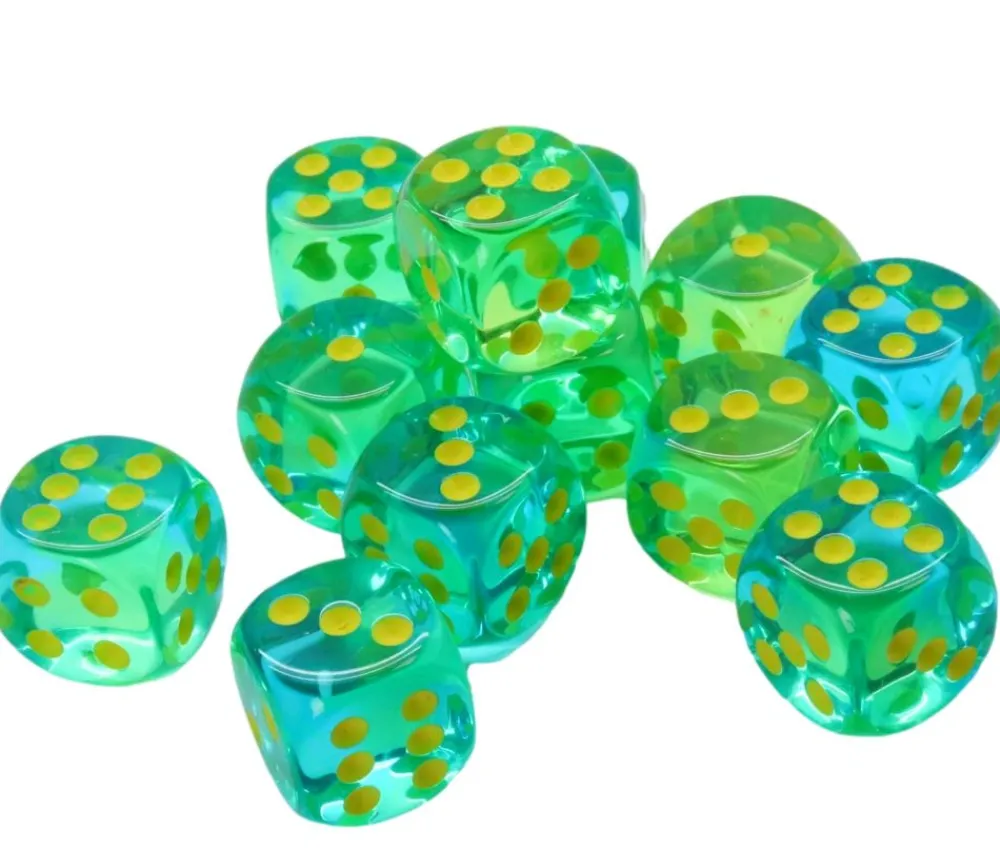 Tout Pour le Jeu Dé à jouer translucide vert/bleu 16 mm