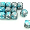 Tout Pour le Jeu Dé mix gris argent et turquoise 16 mm