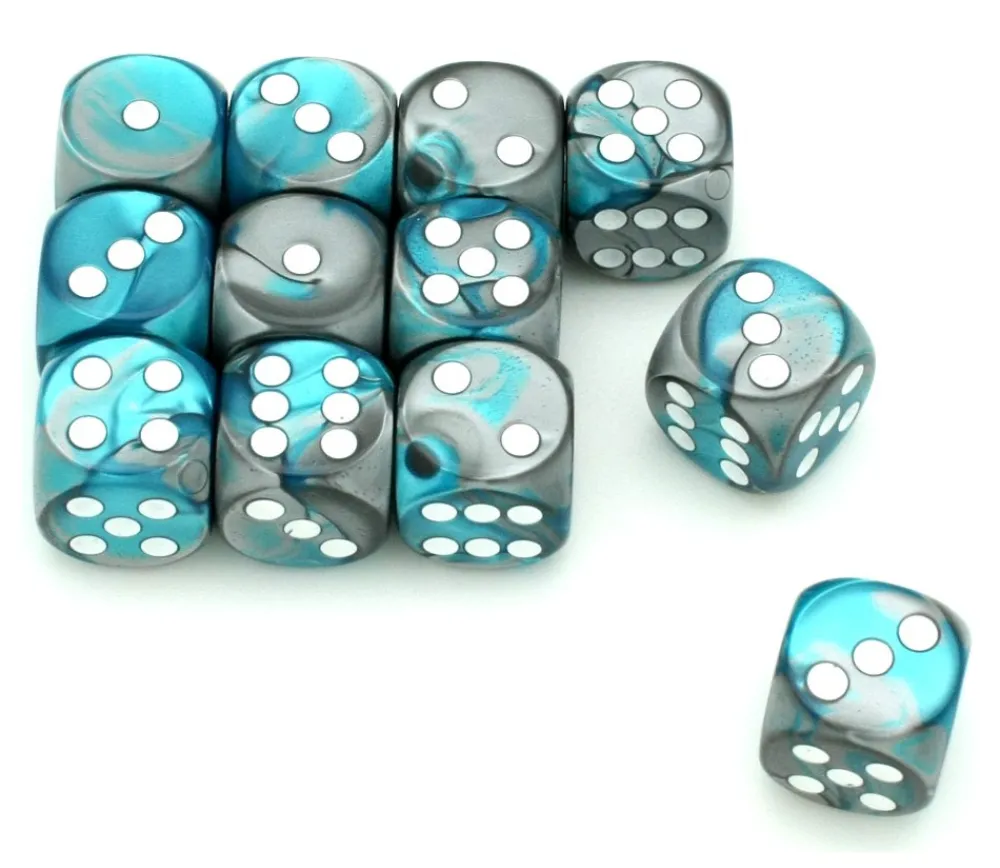 Tout Pour le Jeu Dé mix gris argent et turquoise 16 mm