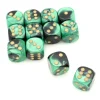 Tout Pour le Jeu Dé mix métallisé noir et vert 16 mm