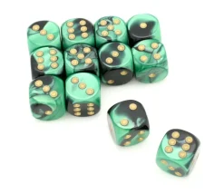 Tout Pour le Jeu Dé mix métallisé noir et vert 16 mm