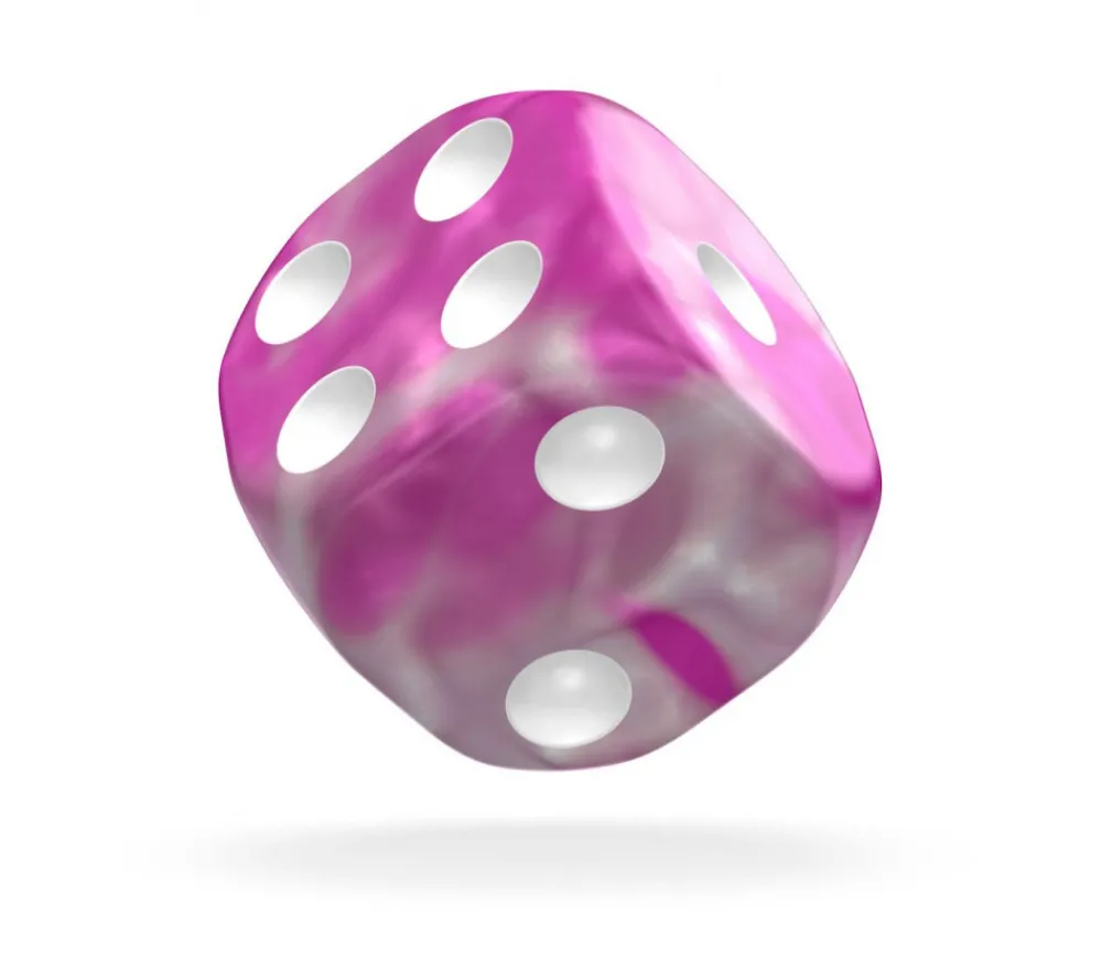 Tout Pour le Jeu Dé 16 mm D6 marbré rose et argent Oakie Doakie