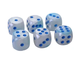 Tout Pour le Jeu Dé 16 mm effet mixé bleu et blanc points bleus
