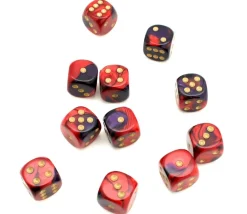 Tout Pour le Jeu Dé 16 mm effet mixé rouge violet points dorés