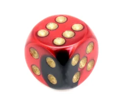 Tout Pour le Jeu Dé 16 mm effet métallisé noir rouge points dorés