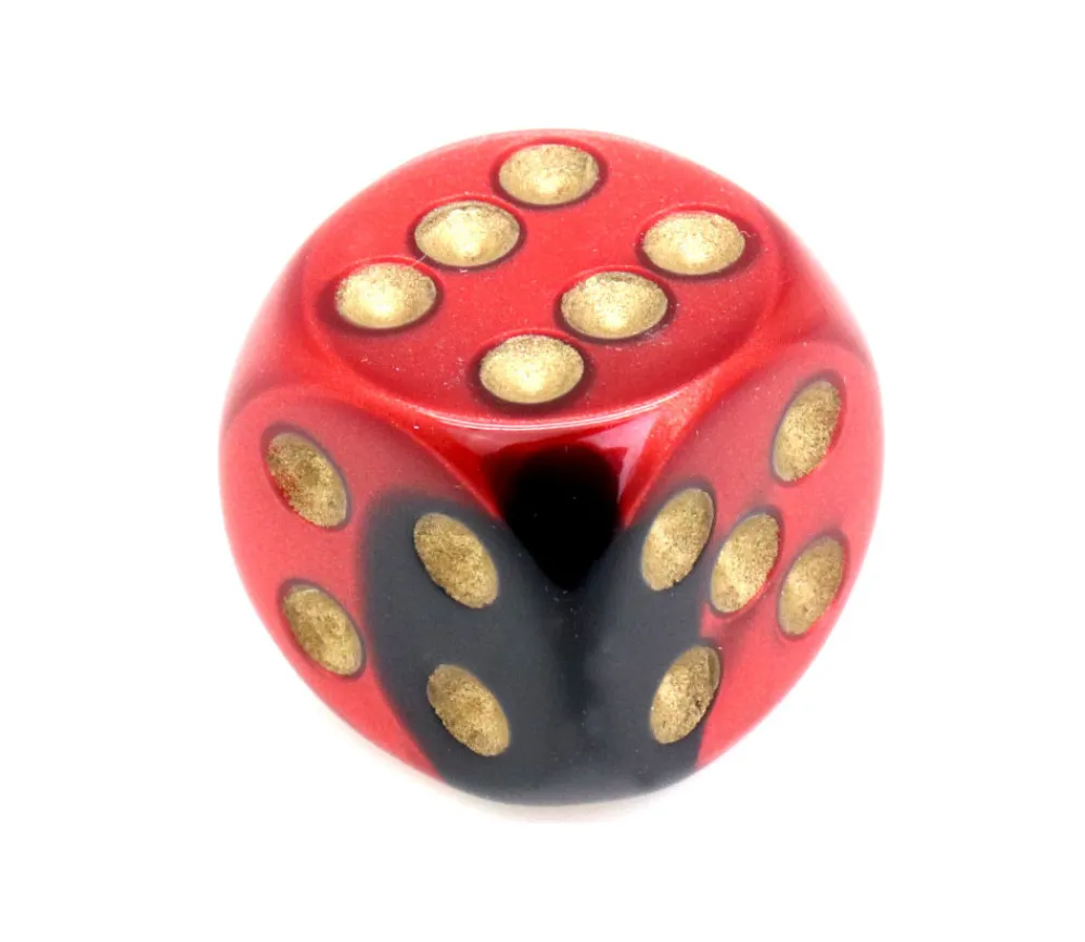 Tout Pour le Jeu Dé 16 mm effet métallisé noir rouge points dorés