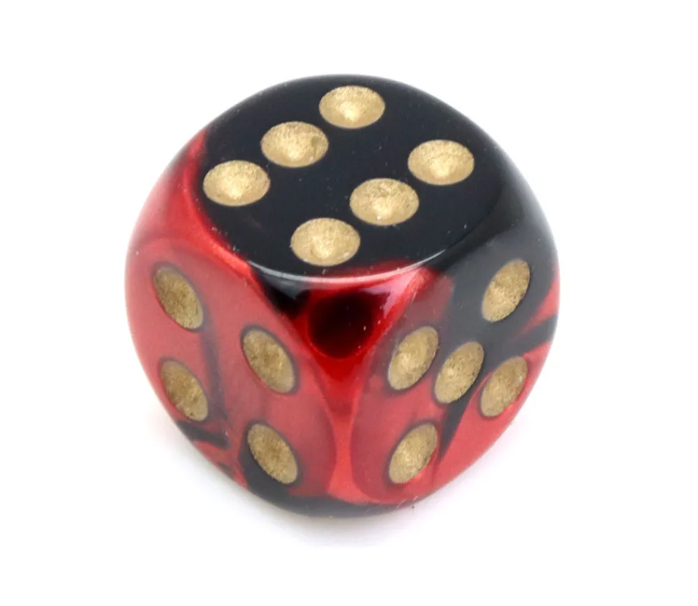 Tout Pour le Jeu Dé 16 mm effet métallisé noir rouge points dorés