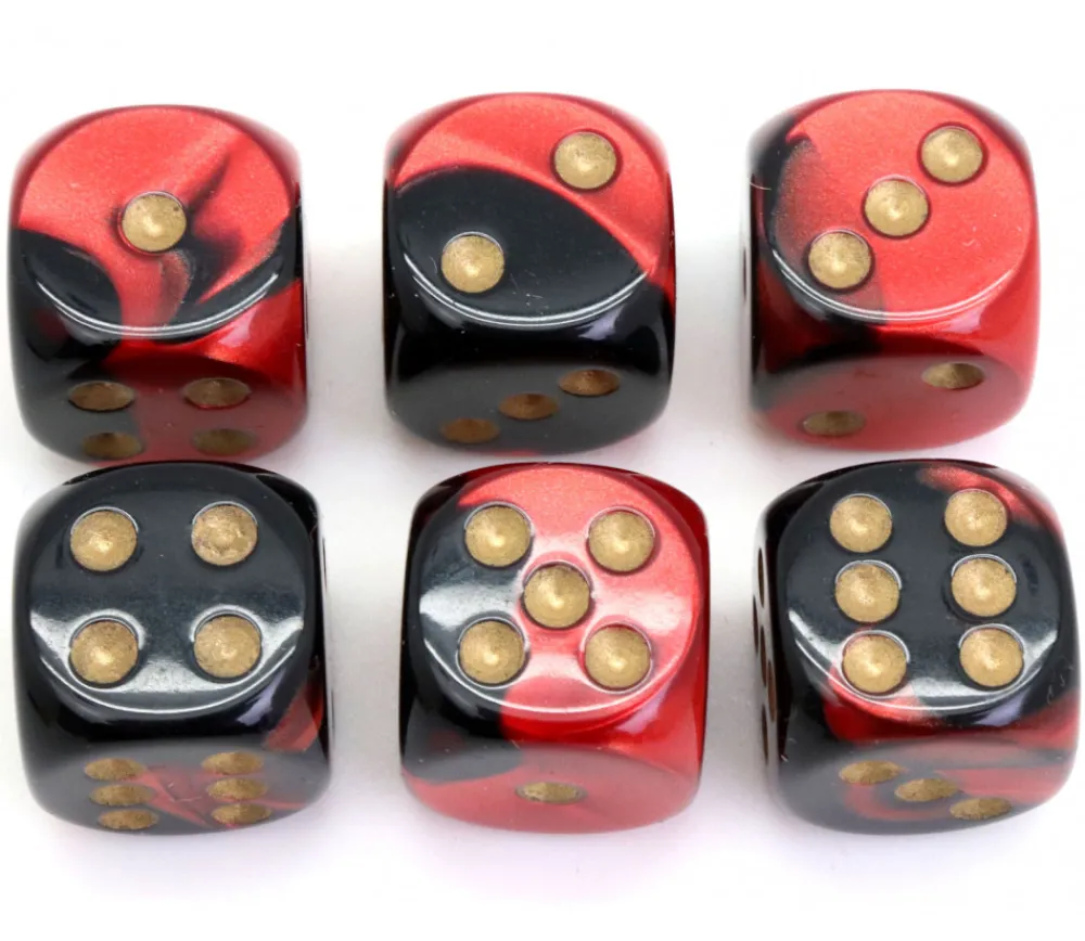 Tout Pour le Jeu Dé 16 mm effet métallisé noir rouge points dorés